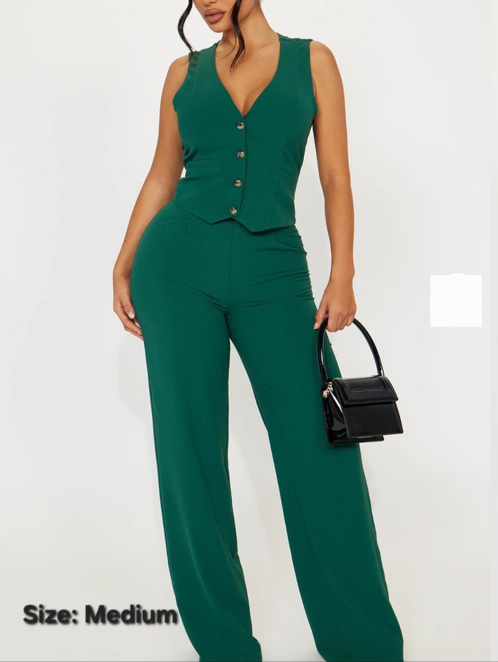Fashion Nova Vanessa Pant Set Vest Wide Leg Chic Business Office Minimalist Sz M